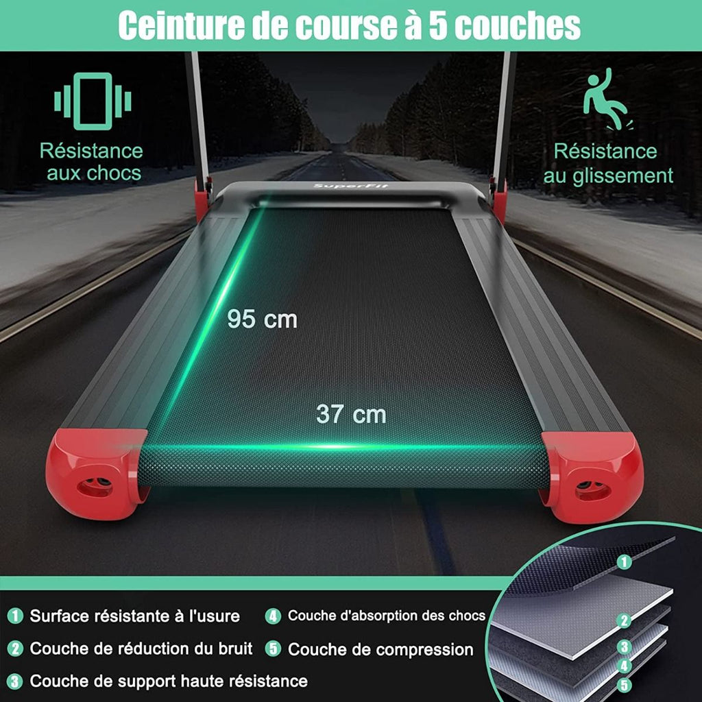 Tapis De Course Electrique Tapis De Fitness Pliable Pour Maison Avec Application De Contrôle Argent/Bleu/Rouge