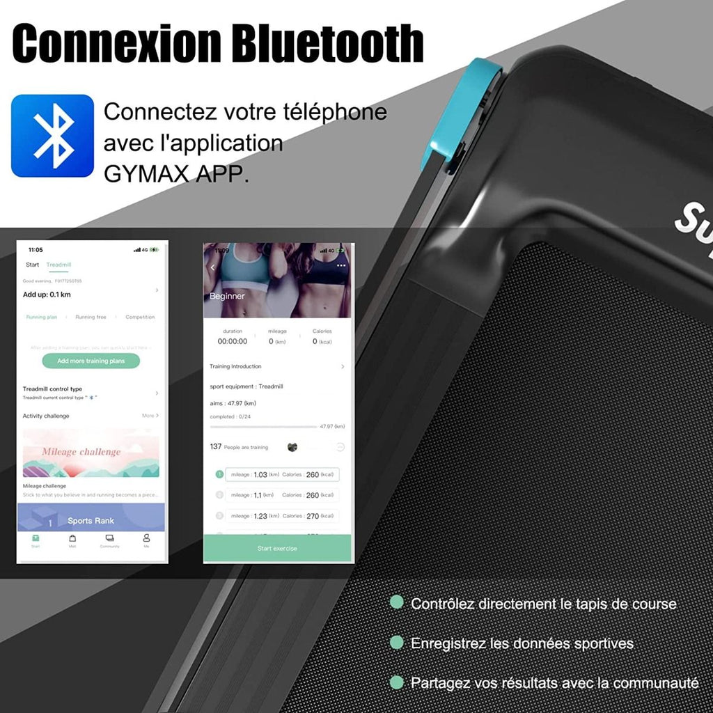 Tapis De Course Electrique Tapis De Fitness Pliable Pour Maison Avec Application De Contrôle Argent/Bleu/Rouge